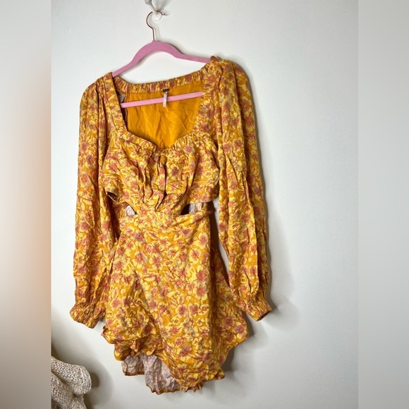 Free people Jael Cutout Mini Dress Golden Combo Size Small - Picture 3 of 10